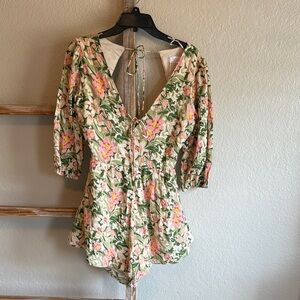 Sage the Label Floral Green and Pink Romper